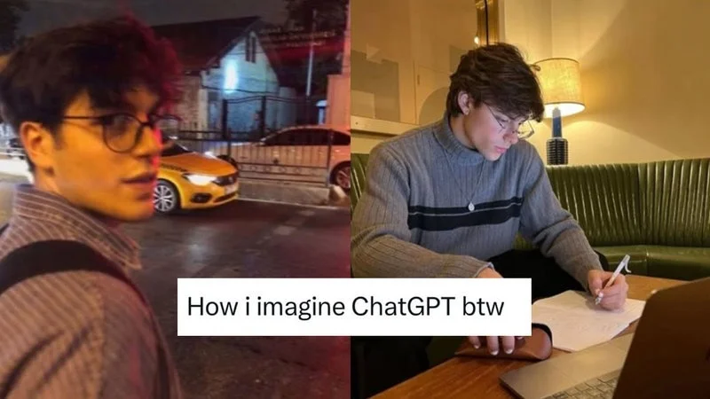 ChatGPT Memes — Two-panel comparison meme 'How i imagine ChatGPT btw' contrasting extravagant lifestyle with mundane desk work reality.