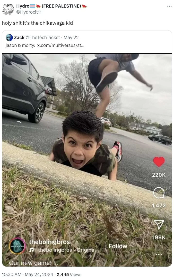 TikTok or Instagram screenshot showing Chika Waga-inspired video parody variation.