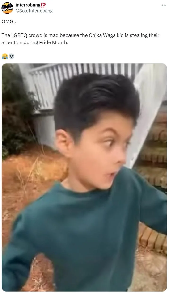 Twitter screenshot of original Chika Waga viral video from January 2024 with boy in teal shirt.