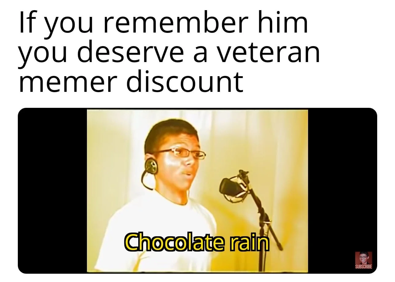 A framed portrait of Tay Zonday labeled with Chocolate Rain and nostalgic meme text about remembering him as a veteran memer.