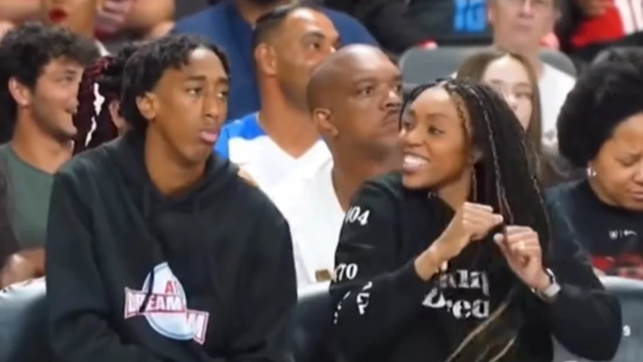 Chopped Slang — Man in stands with chopped chin expression at WNBA game