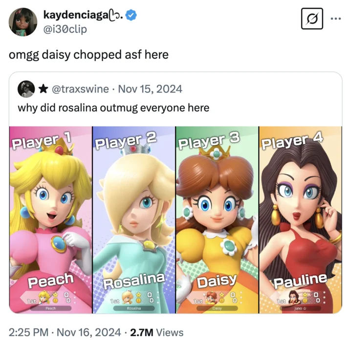 Chopped Slang — Tweet calling Daisy chopped in Mario character lineup