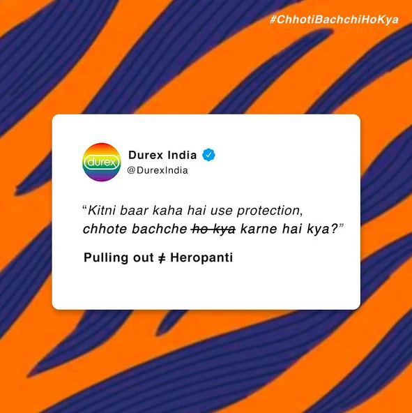 Durex India social post referencing Heropanti and choti bachhi ho kya catchphrase