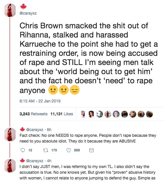 Viral tweet listing Chris Brown's history of abuse allegations
