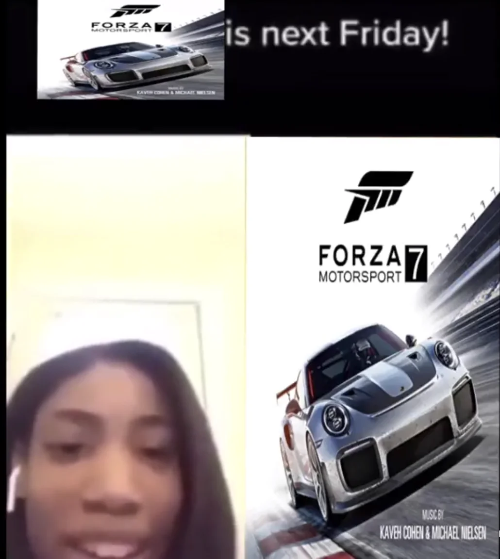 Christmas Just A Week Away! — Meme with Forza Motorsport 7 cover replacing wreath, text 'is next Friday!'