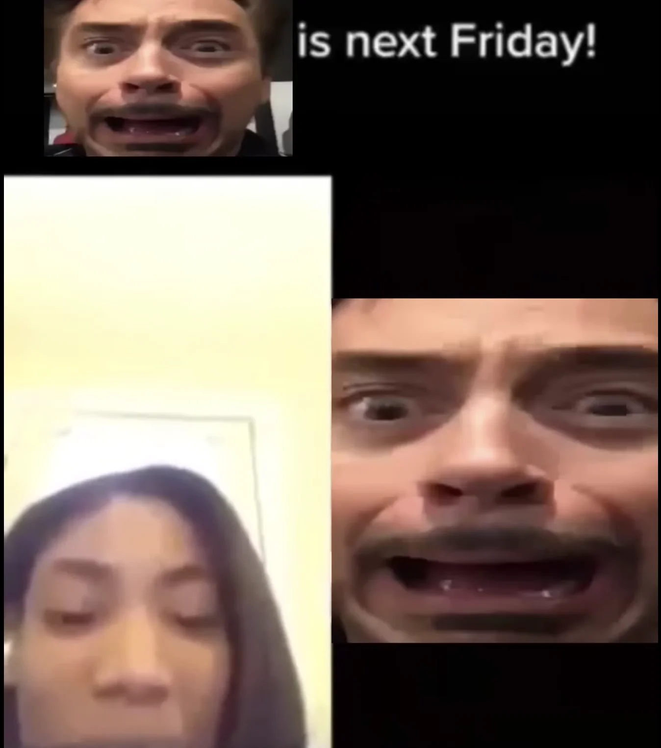 Christmas Just A Week Away! — Meme with Robert Downey Jr.'s shocked face replacing Christmas wreath, text 'is next Friday!'