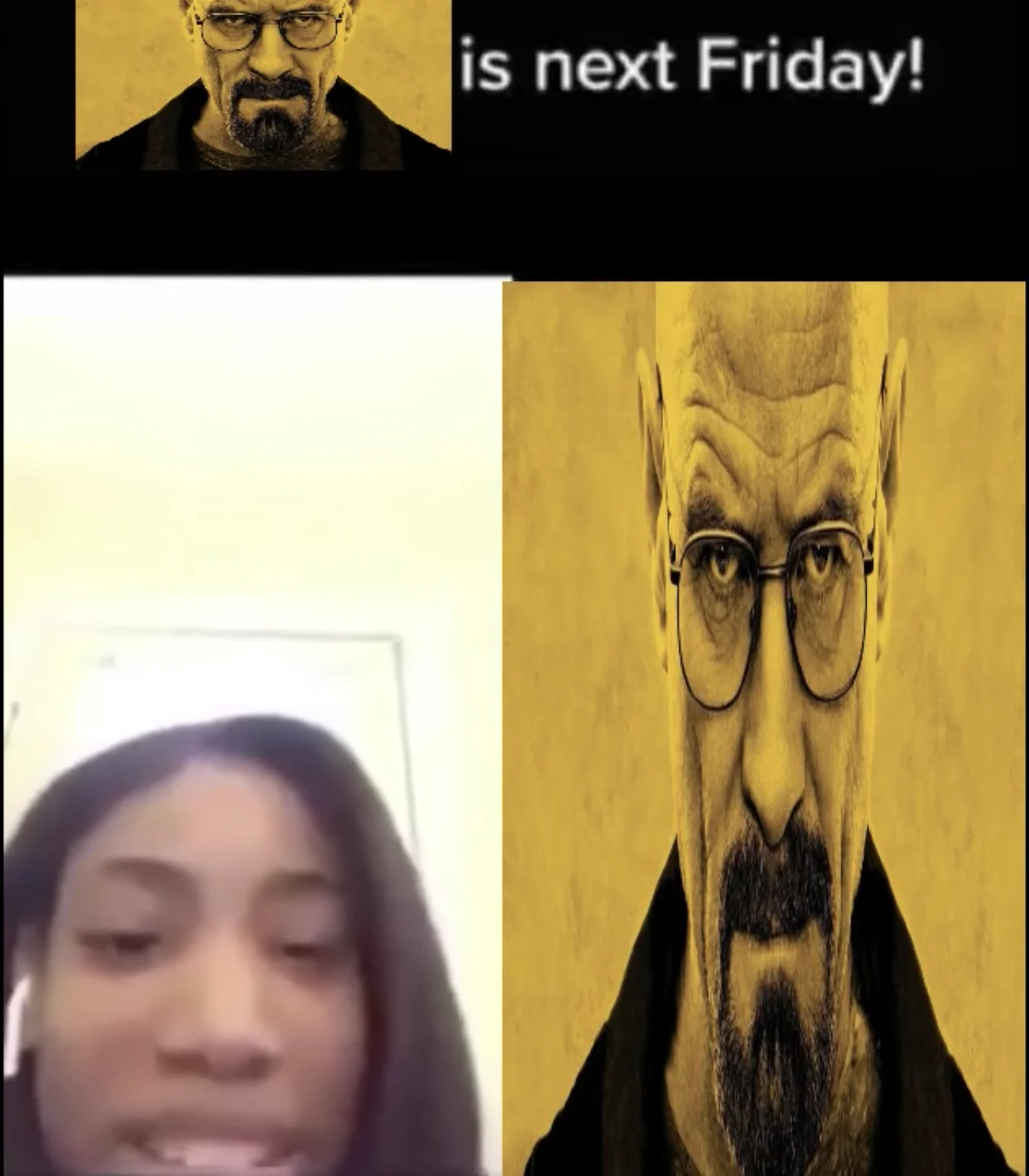 Christmas Just A Week Away! — Meme format with Walter White Heisenberg portrait replacing Christmas wreath, text 'is next Friday!'