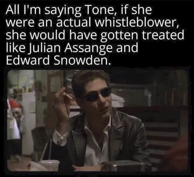 Christopher Moltisanti Explains — Christopher Moltisanti meme comparing a whistleblower to Julian Assange and Edward Snowden