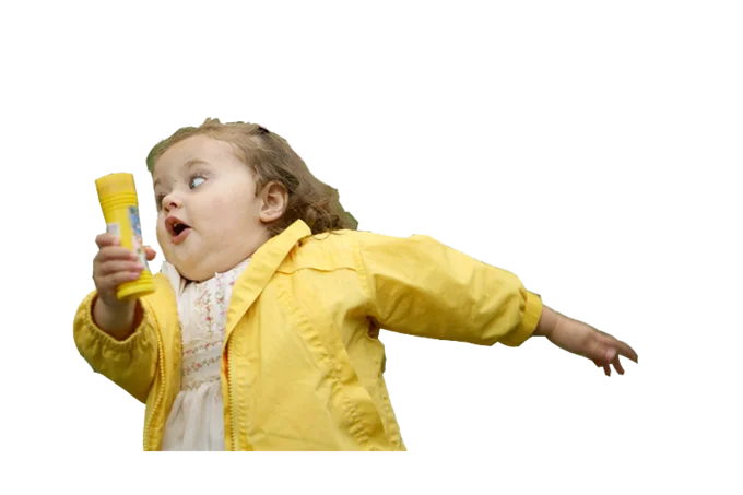 Chubby Bubbles Girl — Transparent PNG cutout of girl in yellow raincoat holding bubble wand