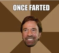 Chuck Norris Facts — Chuck Norris with brown geometric angular background about bodily functions.