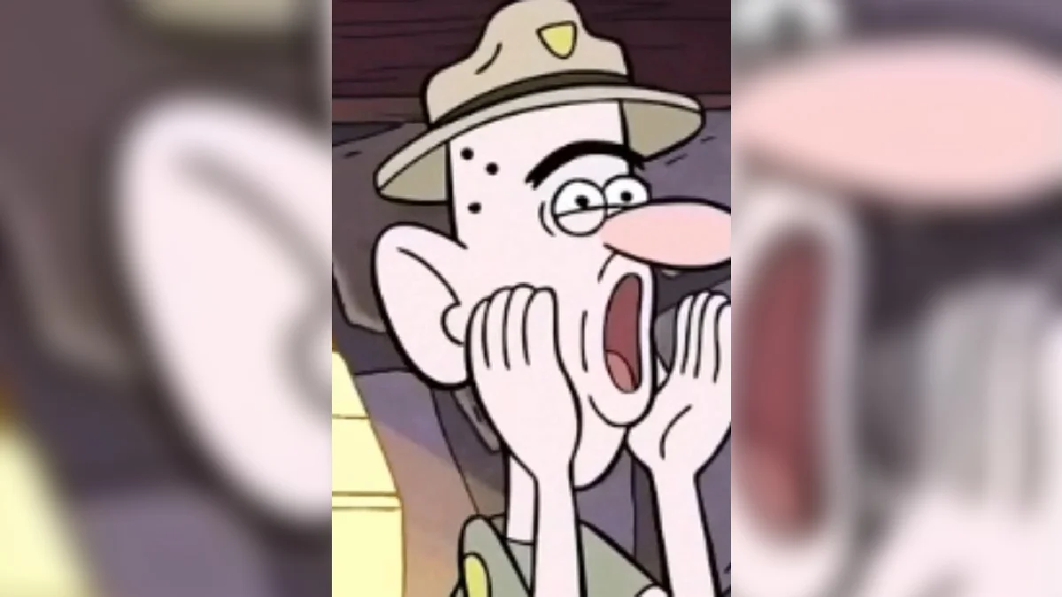 City Boy! City Boy! — Cartoon park ranger in a wide-brimmed hat with hands on cheeks and mouth open in shock.