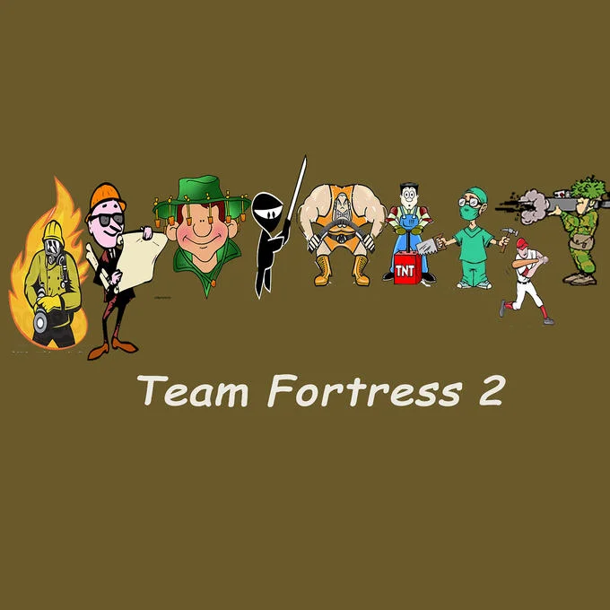 Clip Art Covers — Team Fortress 2 with all nine classes represented by thematic clip art figures.