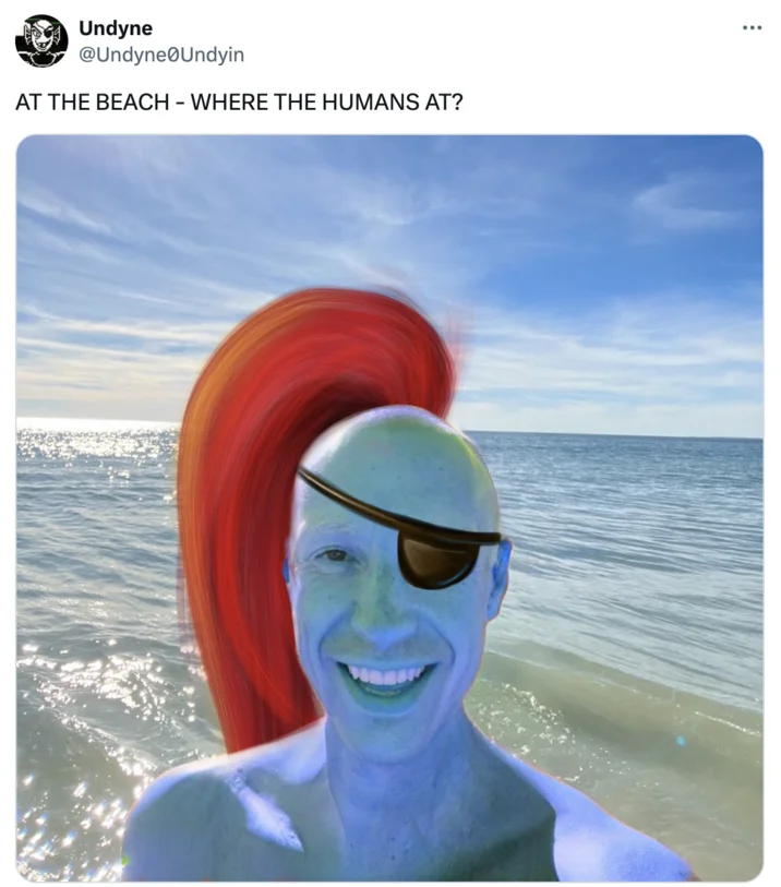 Cocky Want Boing Boing — Twitter screenshot with redraw featuring red hair, blue coloring, and eyepatch.