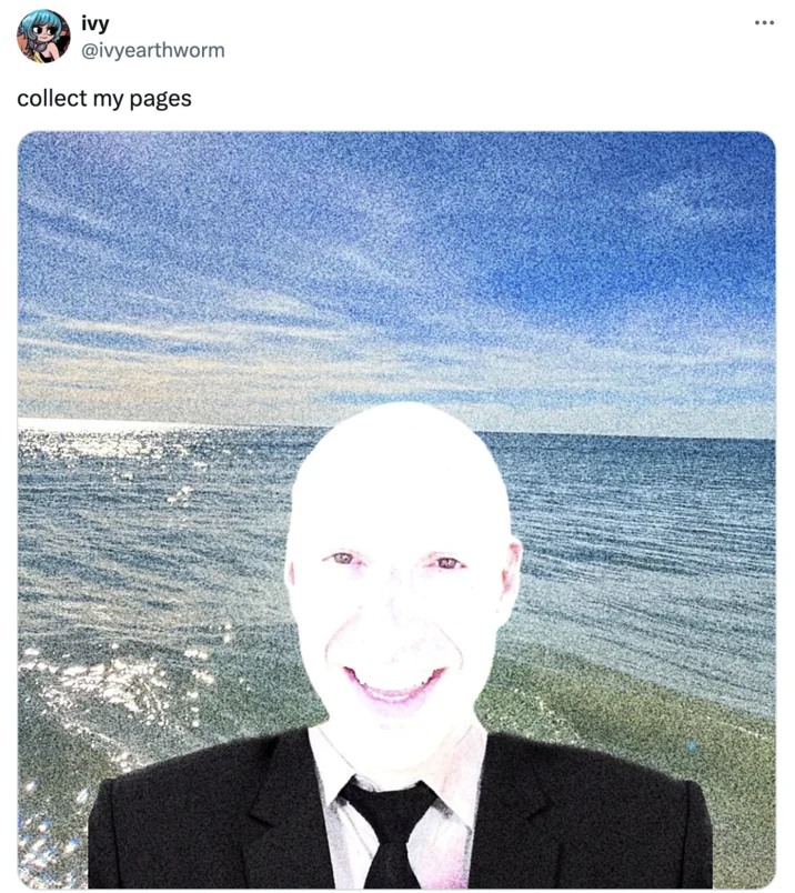 Cocky Want Boing Boing — Twitter screenshot showing minimalist adaptation with simple outline face.