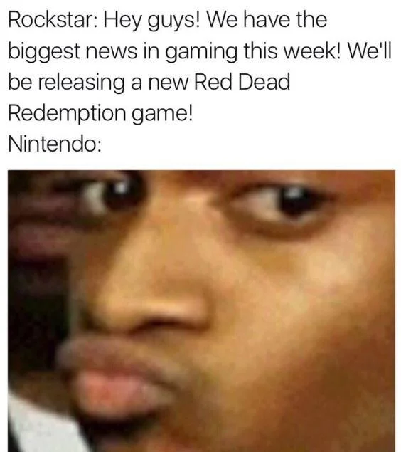 Gaming meme comparing Rockstar and Nintendo using the Conceited Reaction face.