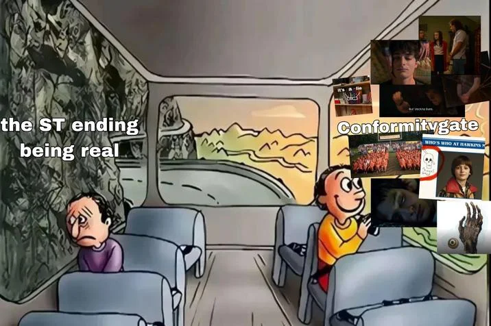 Conformity Gate — Car interior meme comparing ST ending real versus Conformitygate.