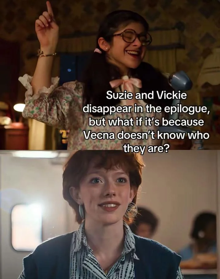 Conformity Gate — Two-panel meme exploring Suzie and Vickie disappearance theory.