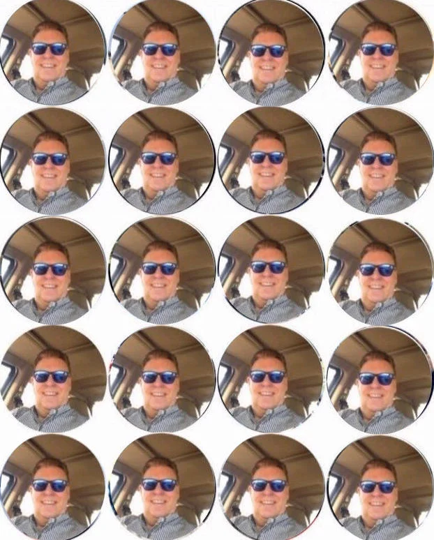 Conservative Sunglasses Profile Pictures — Parody image with same sunglasses selfie repeated 20 times in grid format