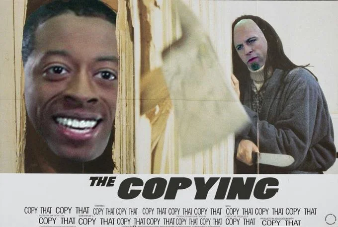 Parody Shining movie poster titled The Copying featuring the Copy That employee