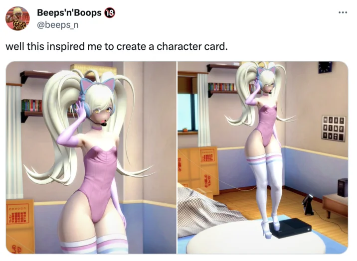 Tweet showing 3D character renders inspired by the correct gaming posture meme.