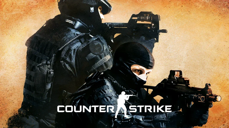 Counter Strike — Counter-Strike promotional artwork showing two counter-terrorist operators with weapons and the game logo.
