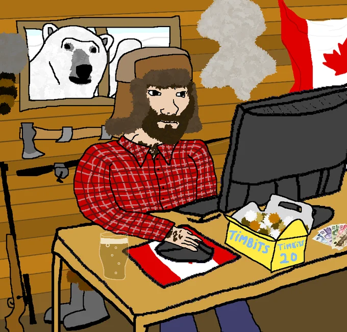 Country Feels — Small thumbnail of the Canadian Feels wojak at computer