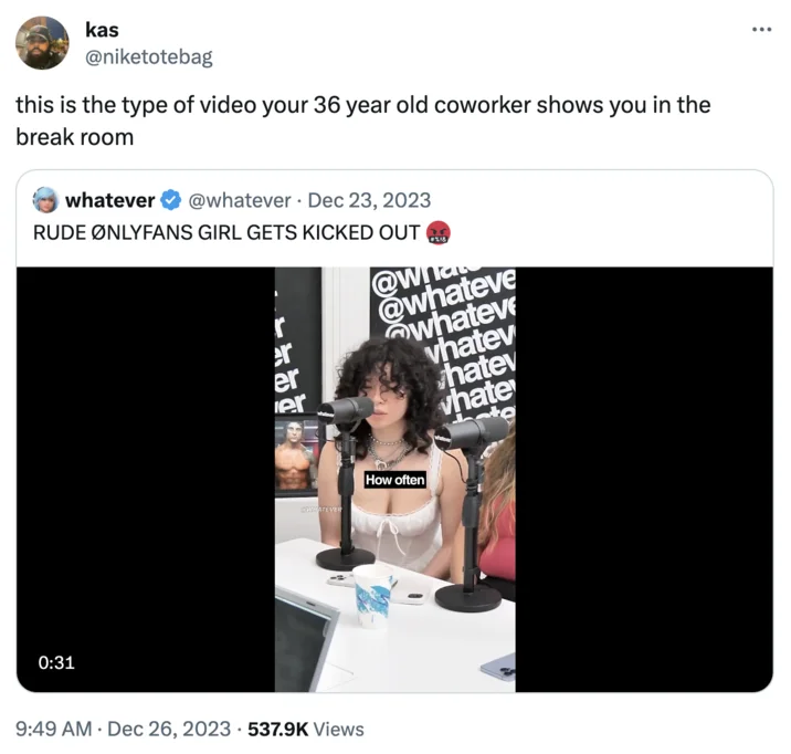 Coworker Memes The Type Of Video Your Coworker Shows You — Tweet reading 'this is the type of video your 36 year old coworker shows you in the break room' over