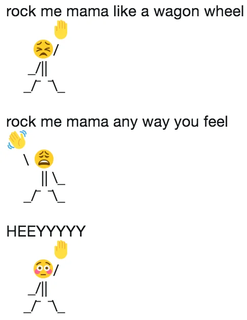 Crying Nae Nae meme featuring classic rock song lyrics with sad emoji dancers and yellow fists.