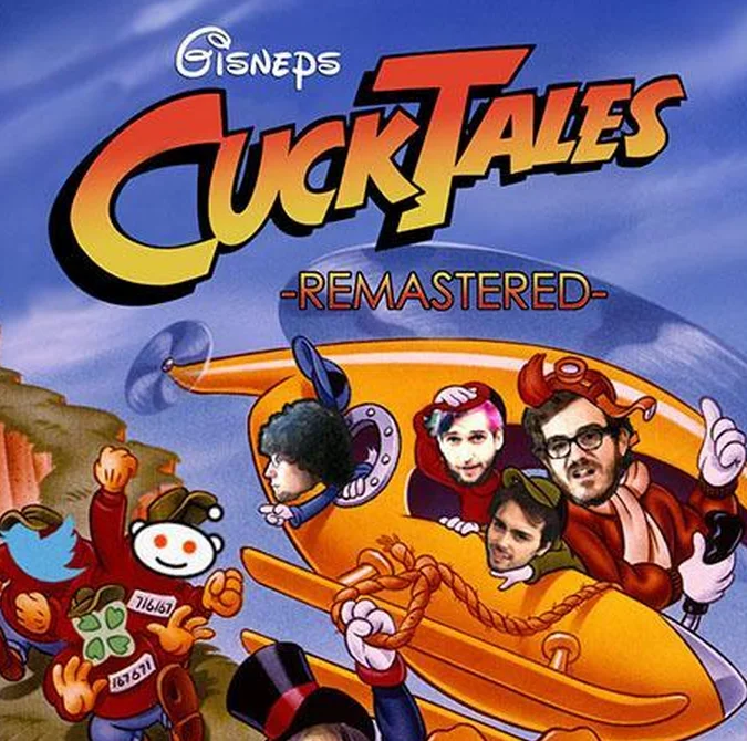 Parody DuckTales cover retitled 'CuckTales Remastered' featuring internet personalities and social media mascots