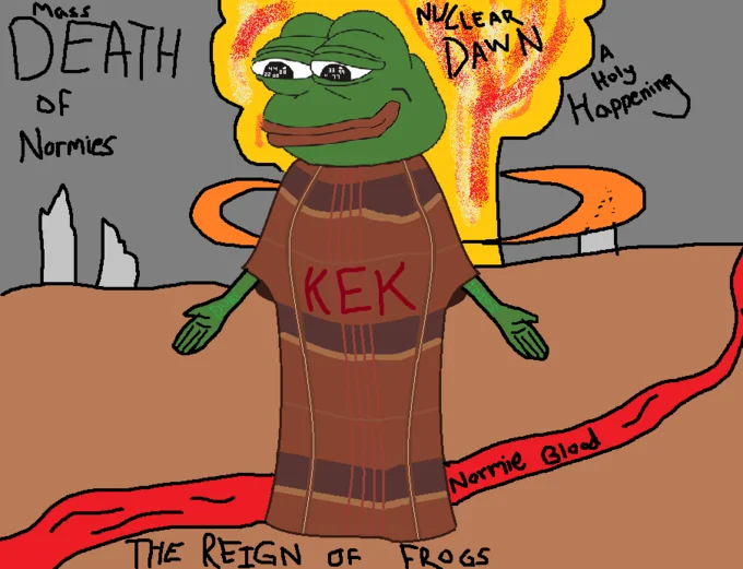 Article header 'The Truth About Pepe the Frog and the Cult of Kek' with a Pepe illustration
