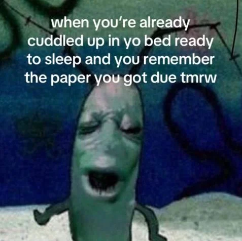 Cursed Plankton meme about garbage juice getting on your arm while taking out the trash
