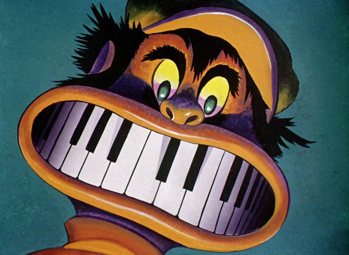 Daffy Duck Listing Villains — Vibrant illustration of Daffy Duck as 88 Teeth character with round brown face and prominent piano-key teeth design.
