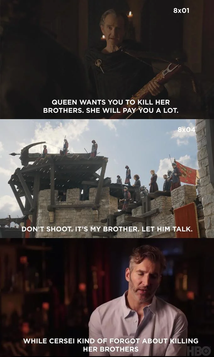 Dany Kind Of Forgot About The Iron Fleet — Three-panel meme mocking that Cersei kind of forgot about killing her brothers