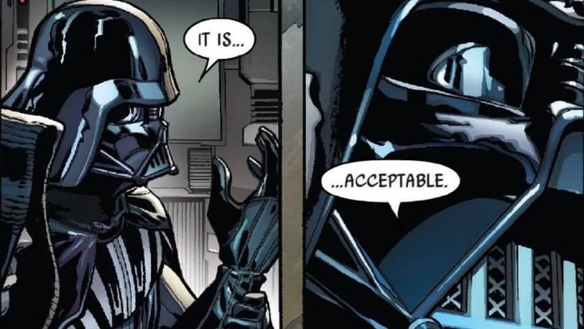 Darth Vader's "It Is Acceptable" — Two-panel Darth Vader comic with speech bubbles reading 'IT IS...' and '...ACCEPTABLE.'