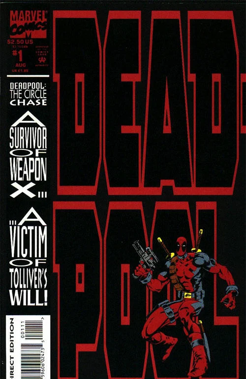 Deadpool Wade Wilson — New Mutants issue 98 comic cover introducing Deadpool, Gideon, and Domino
