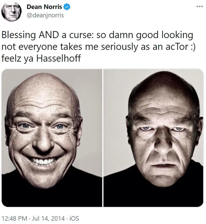 Screenshot of Dean Norris's viral 'Sex gifs' tweet from May 2018