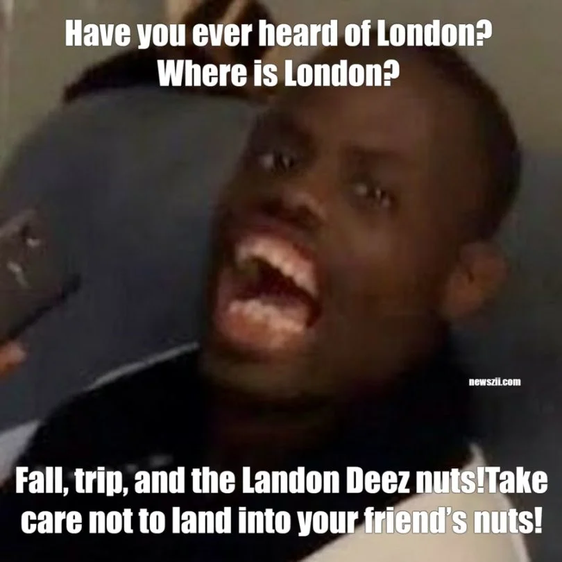 Screenshot from WelvenDaGreat prank call showing 'London/Landon Deez Nuts' joke variation with similar-sounding name punchline.