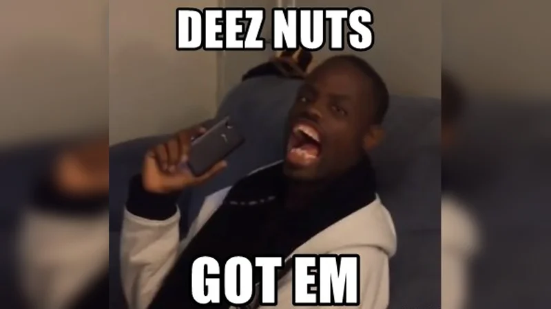 Screenshot from WelvenDaGreat's viral prank call showing victorious reaction with 'DEEZ NUTS' and 'GOT EM' text overlays.