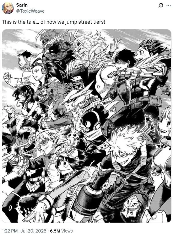 Deku Fighting Street Tiers Spider Man Vs Deku Death Battle — Tweet with Marvel heroes and menacing Deku manga panel about dominating street tiers