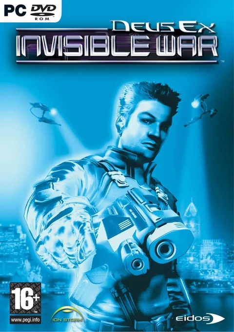 Deus Ex Invisible War PC DVD-ROM cover with Alex D holding a rifle