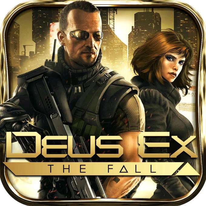Deus Ex The Fall mobile game icon showing two characters with weapons