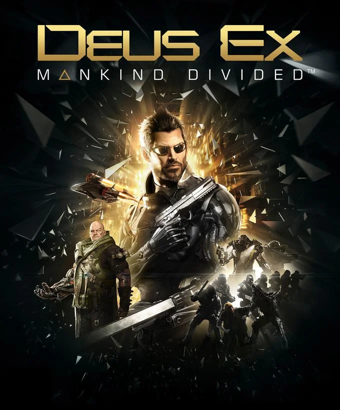 Deus Ex Mankind Divided cover art with Adam Jensen and supporting cast