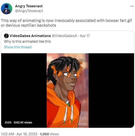 Tweet joking the artwork looks like a kisscartoon porn ad with 'devious reptilian backshots' caption