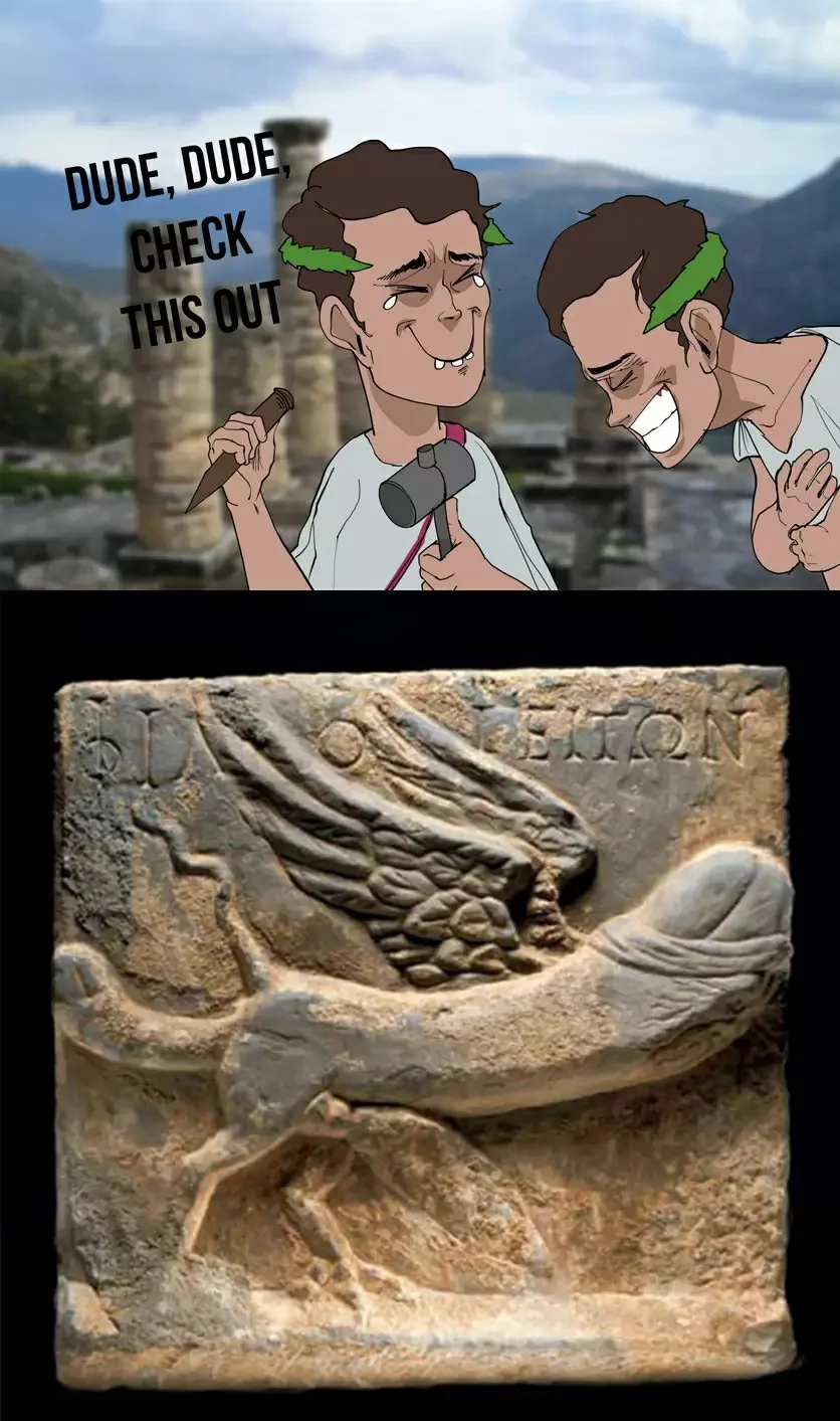 Dick Butt — Multi-panel cartoon with characters saying 'DUDE, DUDE CHECK THIS BUTT' pointing to classical sculpture as visual pun.