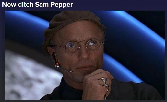 Director Christof / Truman Show — Christof meme with the text 'Now ditch Sam Pepper' above the image
