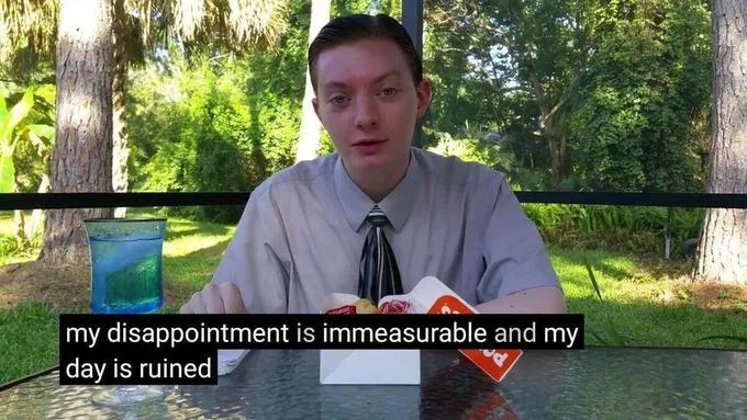 Canonical meme image: disappointed man with "my disappointment is immeasurable and my day is ruined" text