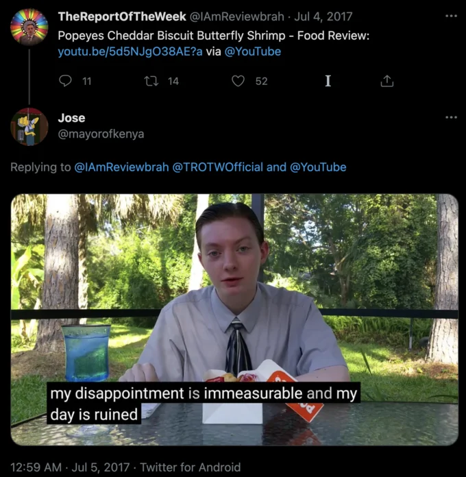 My Disappointment Is Immeasurable — Twitter screenshot of the disappointment meme post with reply and engagement information