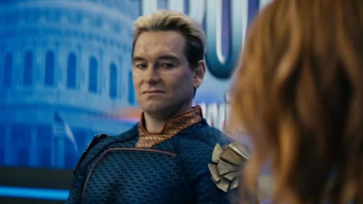 Disgusted Homelander — Professional scene from The Boys showing Homelander in his signature blue costume with a prominent expression of disgust.
