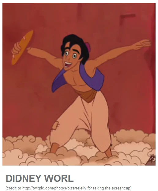 Disney — Aladdin screenshot captioned 'DIDNEY WORL'