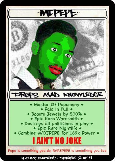 DJPEPE — MCPEPE Rare Pepe card - Pepe as a rapper with microphone